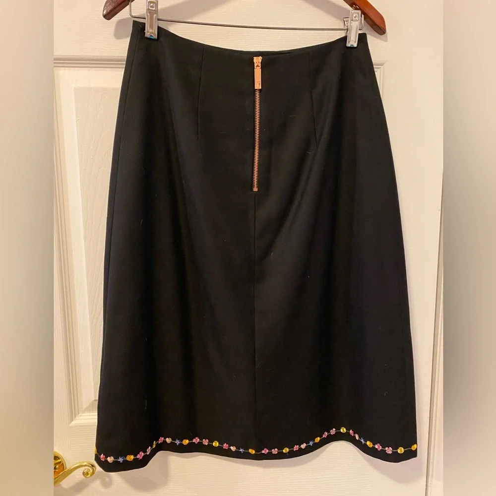 Ted Baker Black Midi Skirt with Multicolor Floral Embroidery - Picture 2 of 4